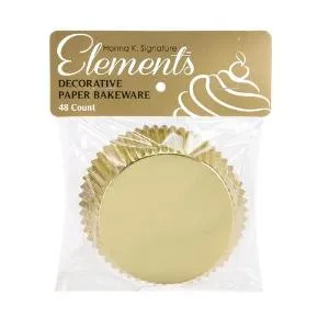 Elements - 3" Self-Standing Foil Baking Cups - Gold - 48 Count (Case Qty: 1152)