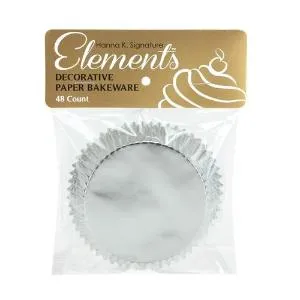 Elements - 3" Self-Standing Foil Baking Cups - Silver - 48 Count (Case Qty: 1152)