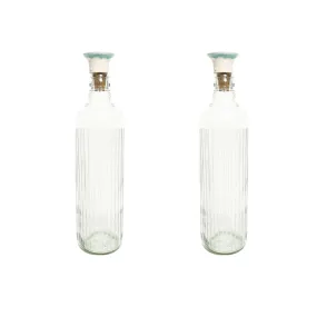 Ellementry Cove Glass Bottle with Cork (750 ML) | Water and Milk Bottle for Fridge | Clear and Transparent Bottles for Home and Office | BPA Free | Stylish and Premium Wine Bottle- Set of 2