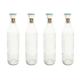 Ellementry Cove Glass Bottle with Cork (750 ML) | Water and Milk Bottle for Fridge | Clear and Transparent Bottles for Home and Office | BPA Free | Stylish and Premium Wine Bottle- Set of 4