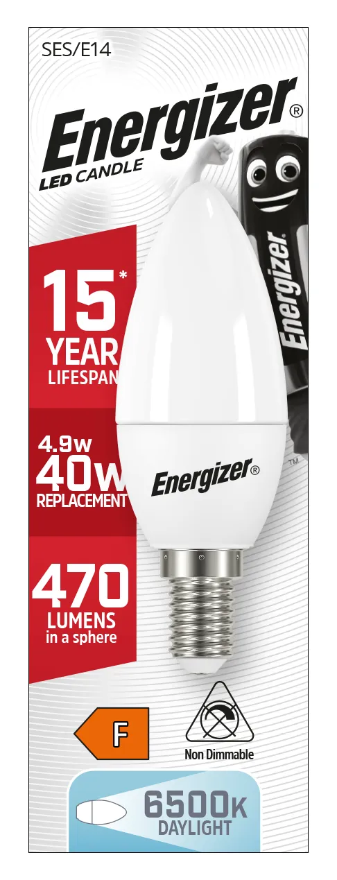 Energizer E14 LED Opal Candle Daylight Lightbulb 40W