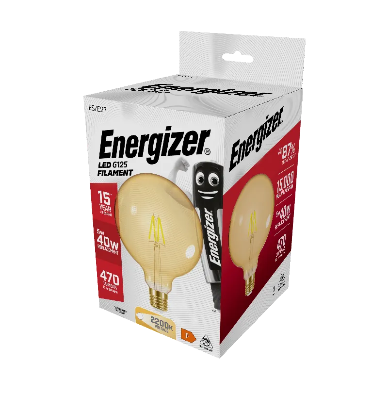 Energizer E27 Gold Filament LED Warm White Lightbulb 40W