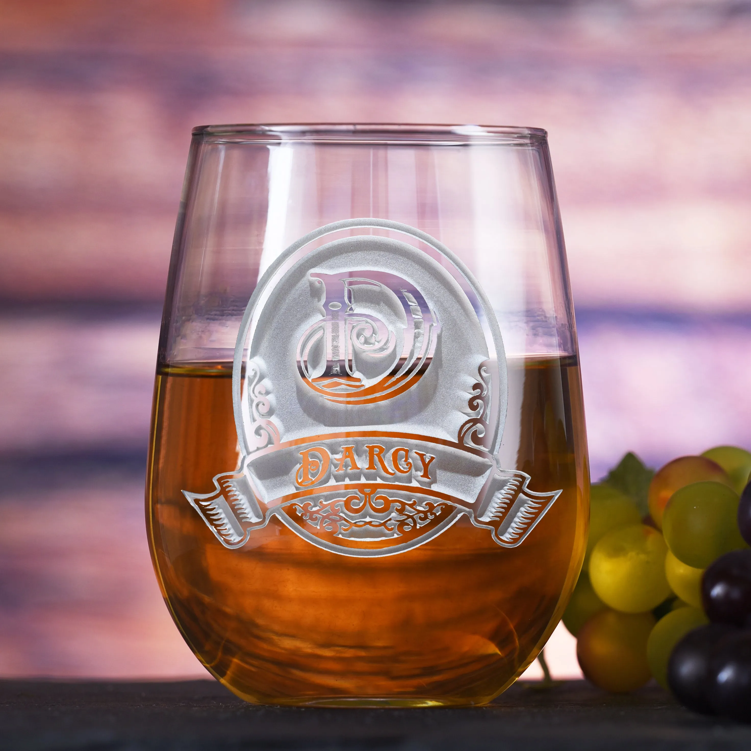 Engraved Stemless Wine Glasses Gift Set