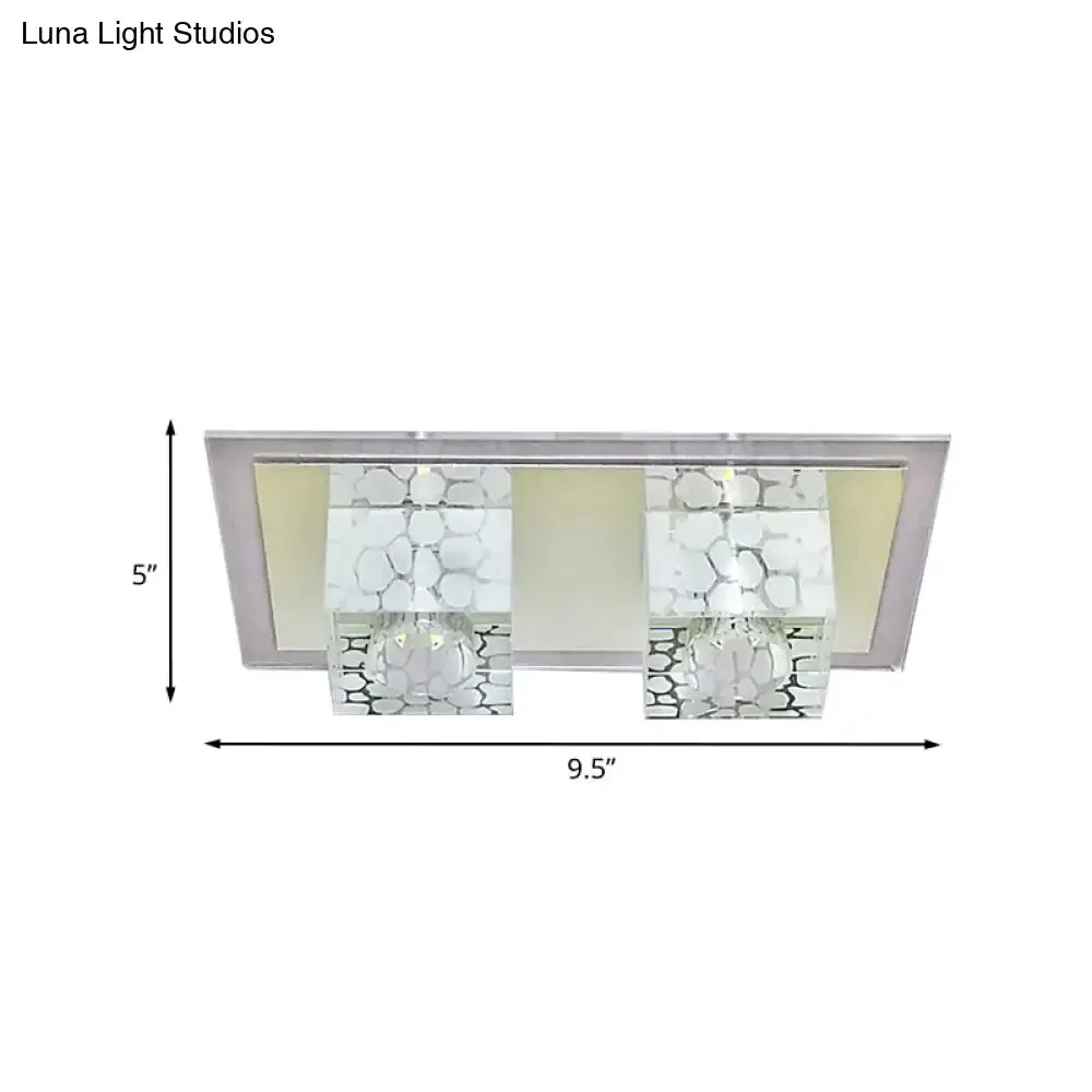 Faceted Glass LED Ceiling Flush Light Fixture - Modern Nordic Cubic Design for Living Room