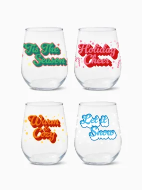 Festive Holiday - RESERVE 16oz Stemless Wine Tritan™ Copolyester Glass