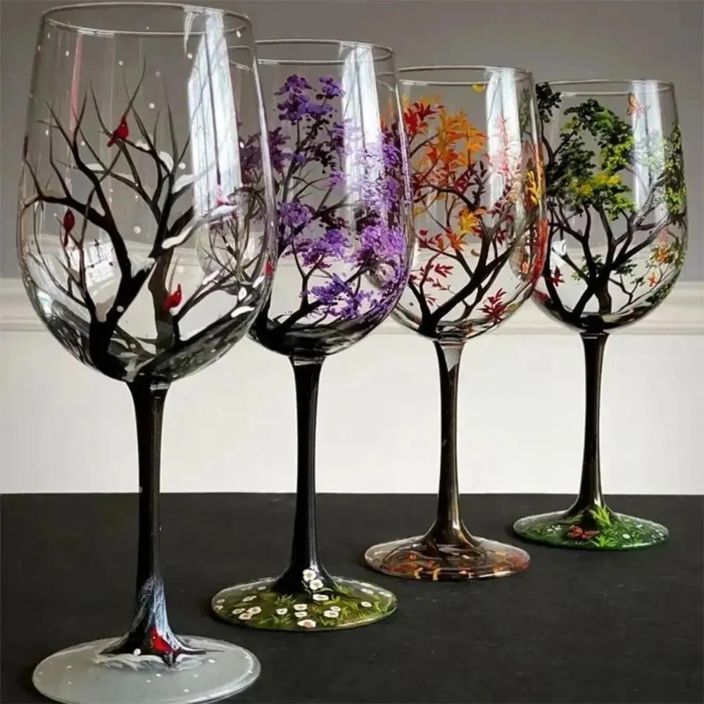 Four Seasons Trees Wine Glasses