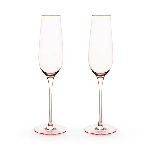 Garden Party: Rose Crystal Champagne Flute Set by Twine