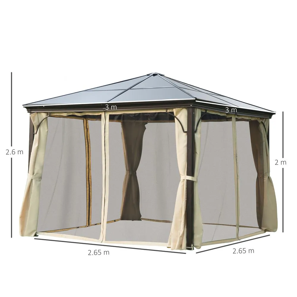 Gazebo with Netting and Curtains Patio Aluminium Canopy Mosquito Net