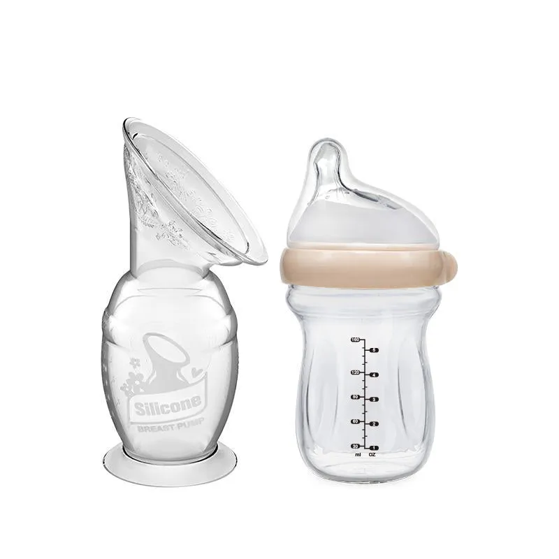 Generation 2 Silicone Breast Pump (150ml) and Gen. 3 Glass Baby Bottle Combo (160ml)