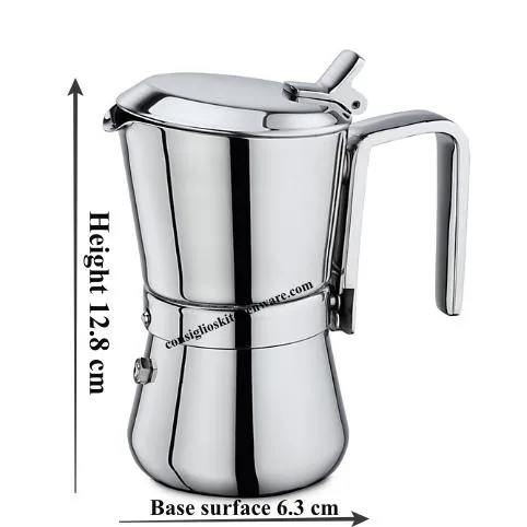 Giannina 1 Cup Made in Italy Stainless Steel Stovetop Espresso Maker New Restyled Version Model - 3001010