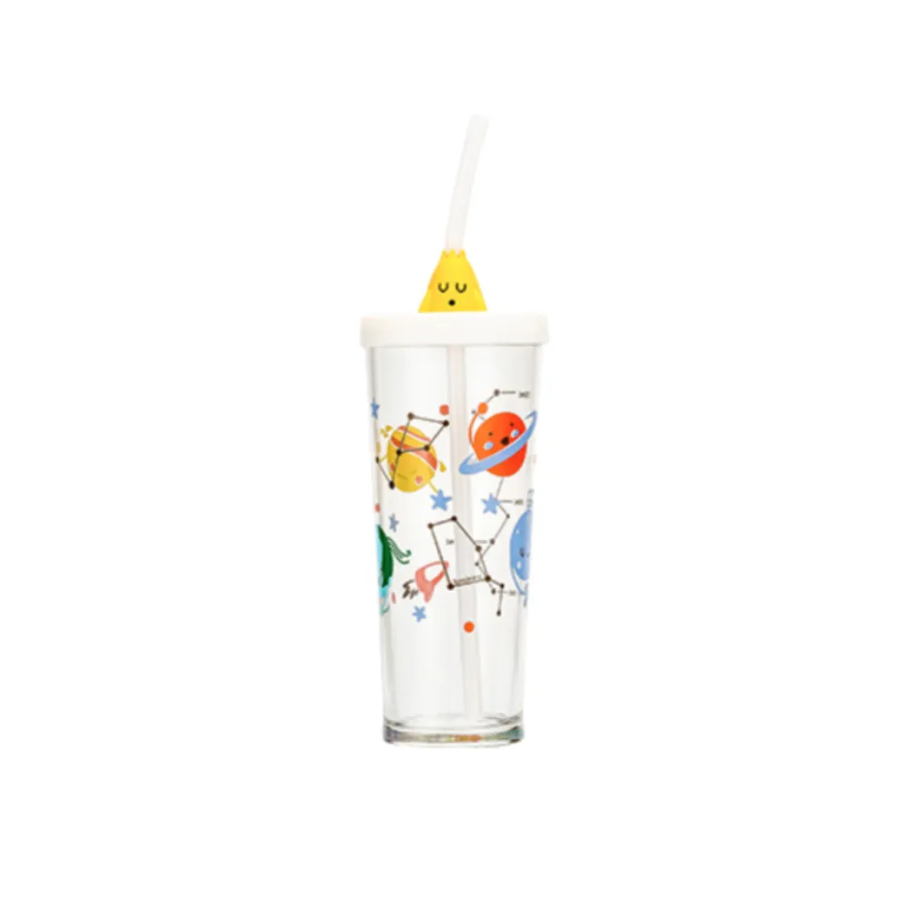 Glass Cartoon Straw Cups