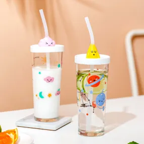 Glass Cartoon Straw Cups