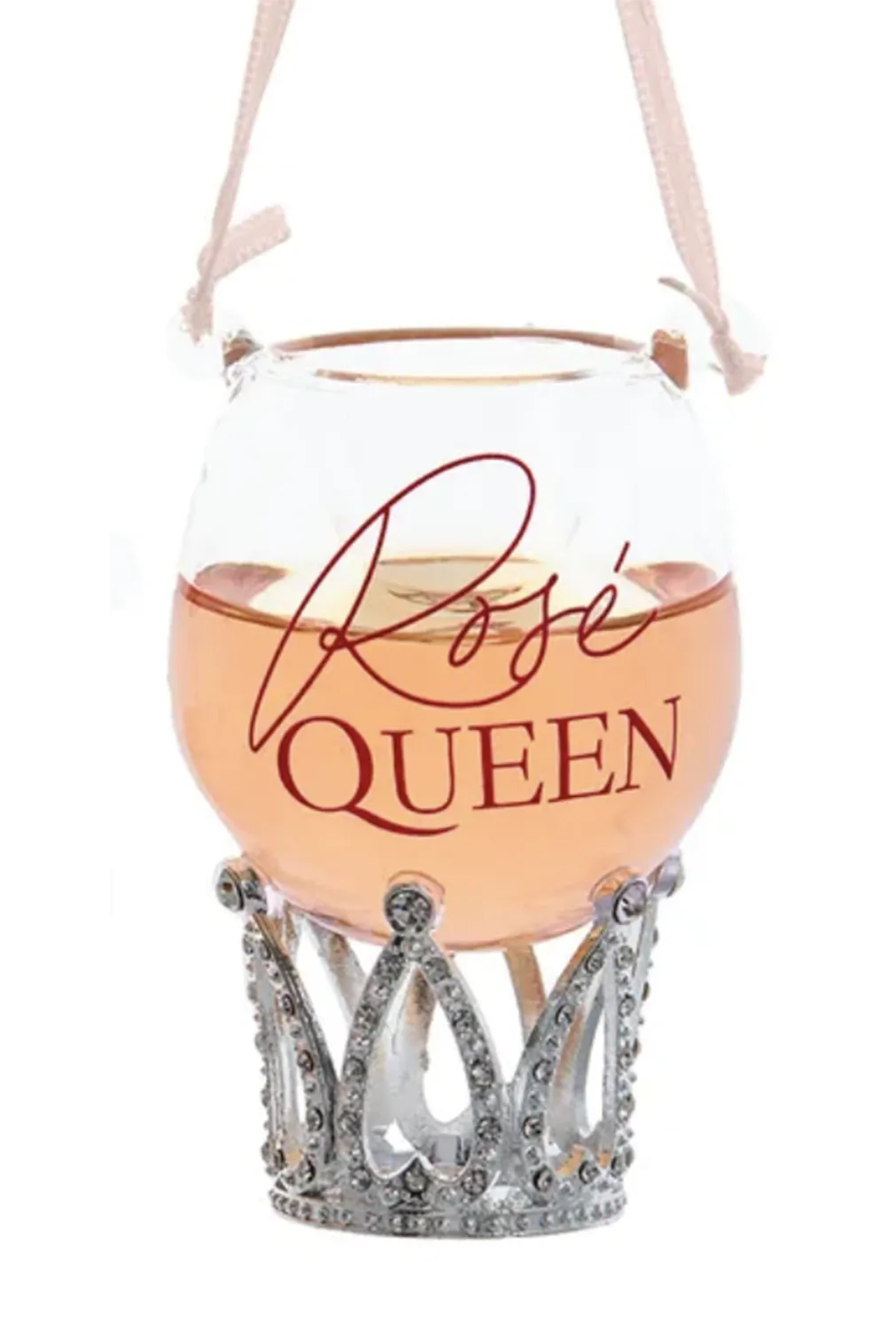 Glass Ornament - Rosé Crown