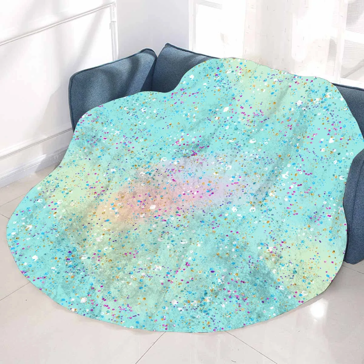 Green Splash  Circular Micro Fleece Blanket 60"