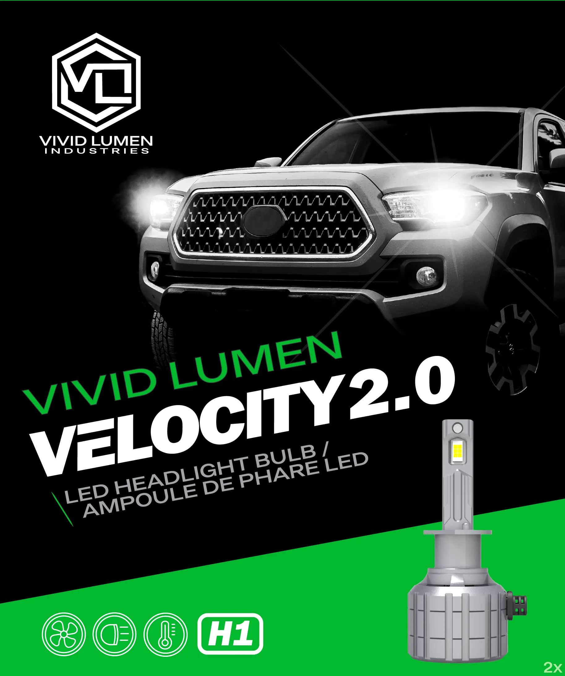 H1 Velocity 2.0 LED Headlight Bulbs (Pair)