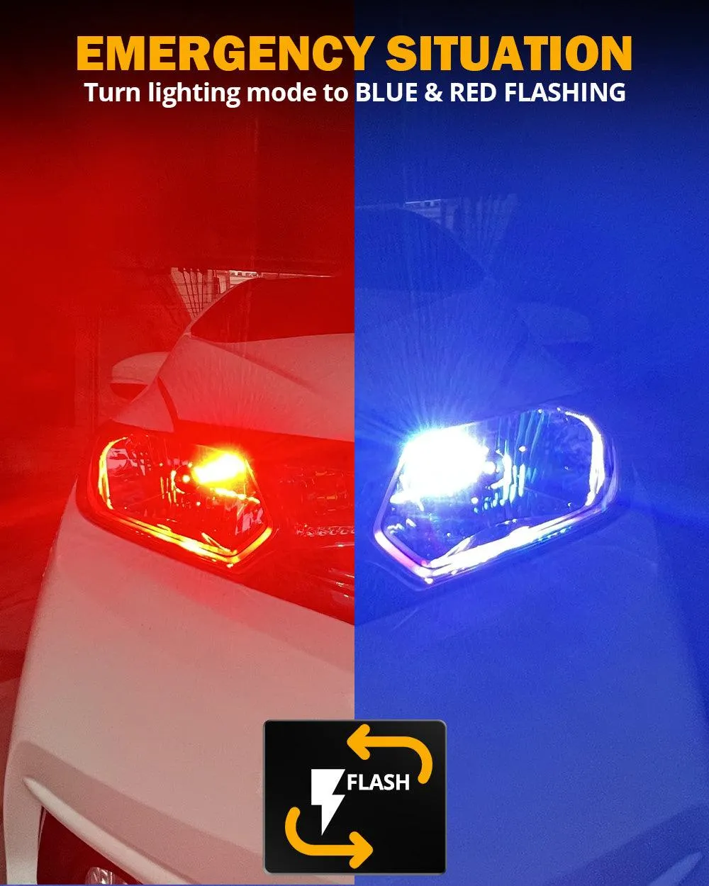 🆕H11/H9/H8 RGB LED Headlight Bulbs/DRL/Fog Light R7 Series 70W 25000LM 65000K Cool White   RGB Remote Control | 2 Bulbs