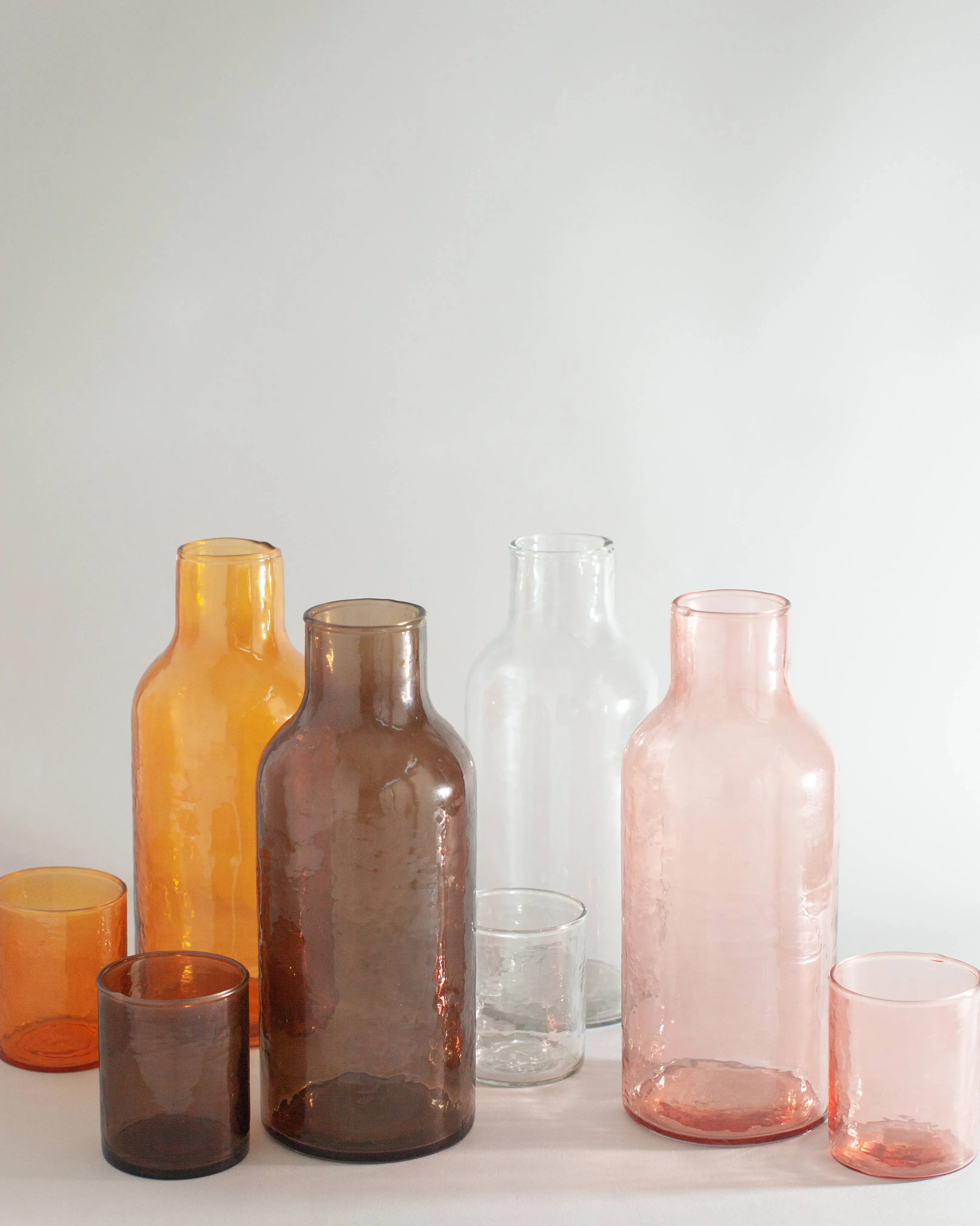 Handblown Hammered Glass Carafe - Smoke