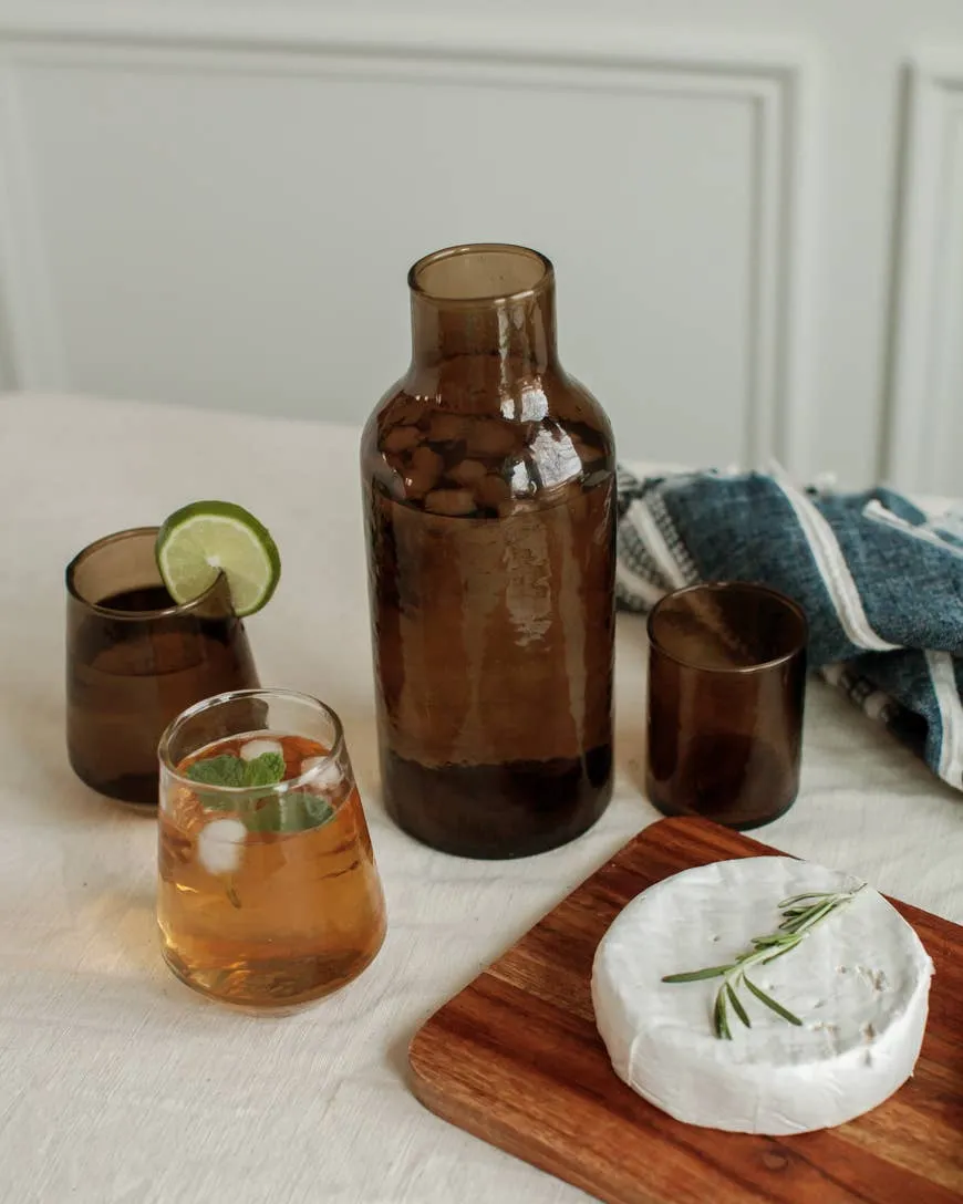 Handblown Hammered Glass Carafe - Smoke