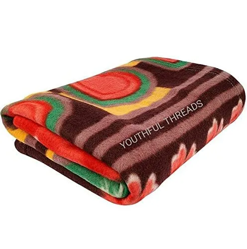 Handloomentic All Season Multipurpose Polar Fleece Double Bed Printed Assorted Multicolor Light Weight Blanket - 90 x 90 inch (1)