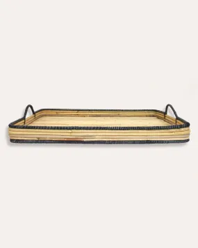 Handwoven Rattan Tray - Blue