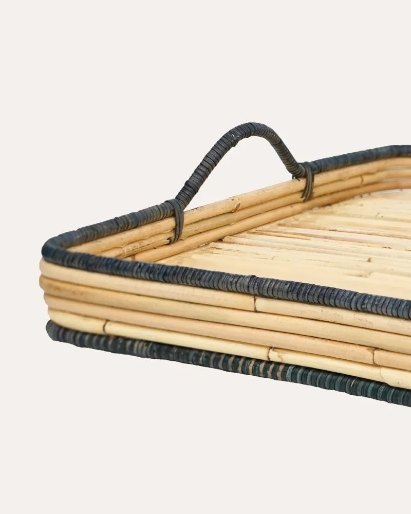 Handwoven Rattan Tray - Blue