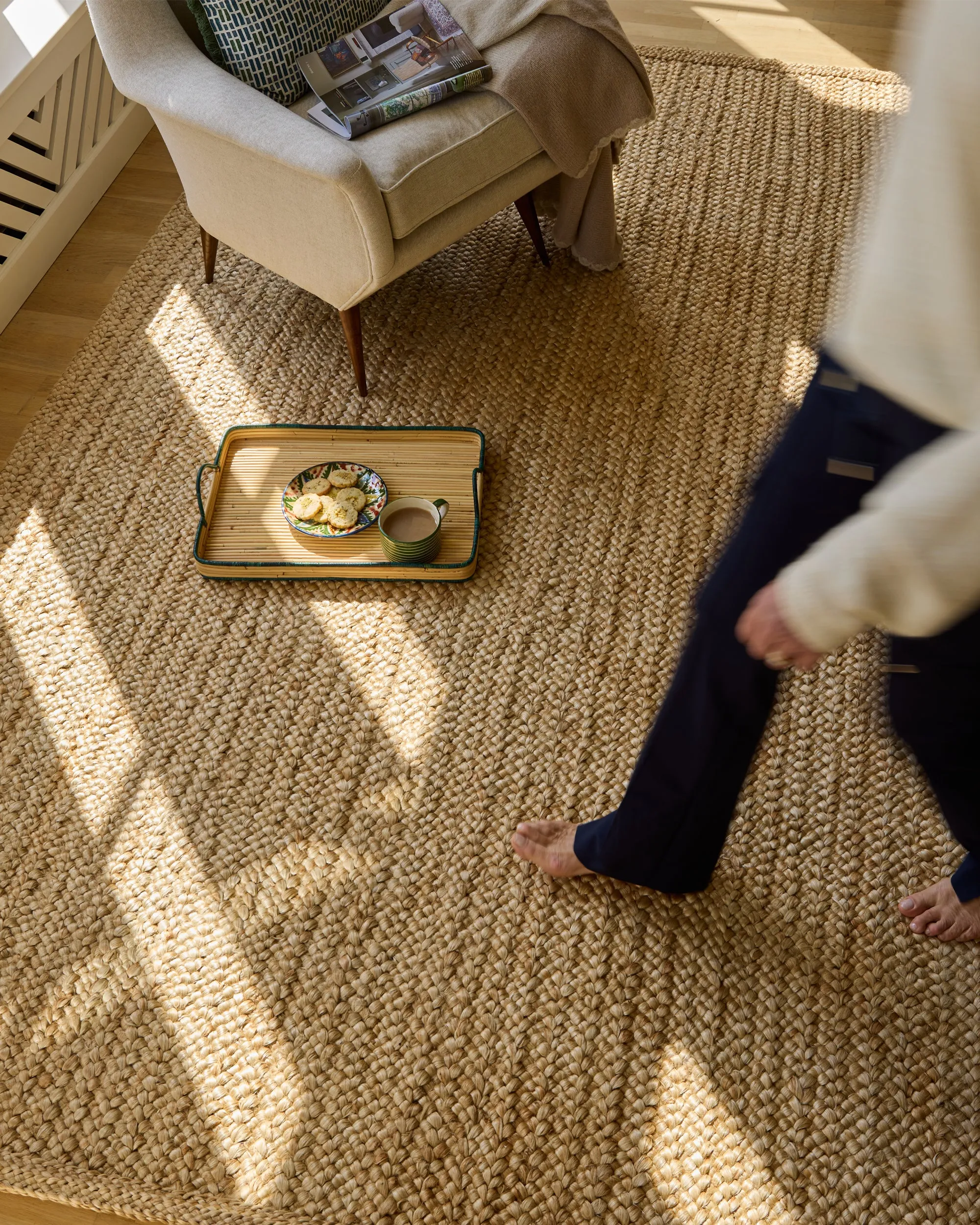 Handwoven Rattan Tray - Green