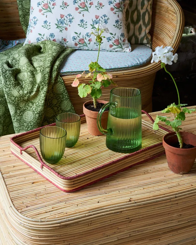 Handwoven Rattan Tray - Red