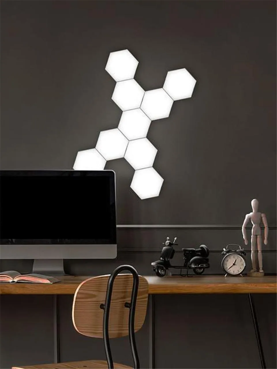 Hexagon LED Lights for Decorating The Wall During The Night and Joined Together By Magnets