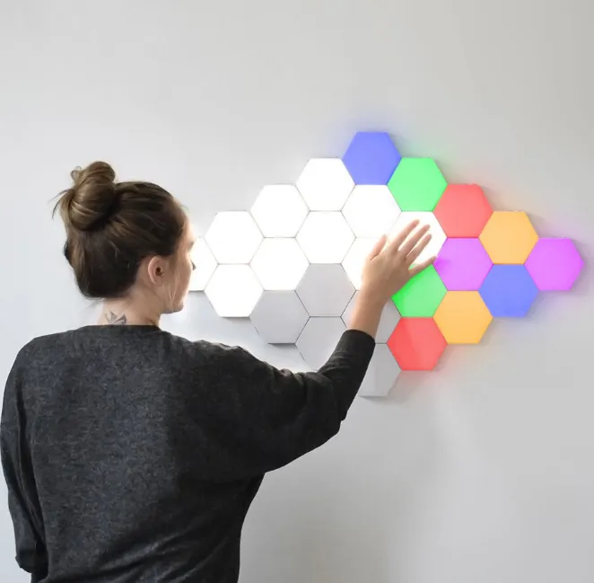 Hexagon LED Lights for Decorating The Wall During The Night and Joined Together By Magnets