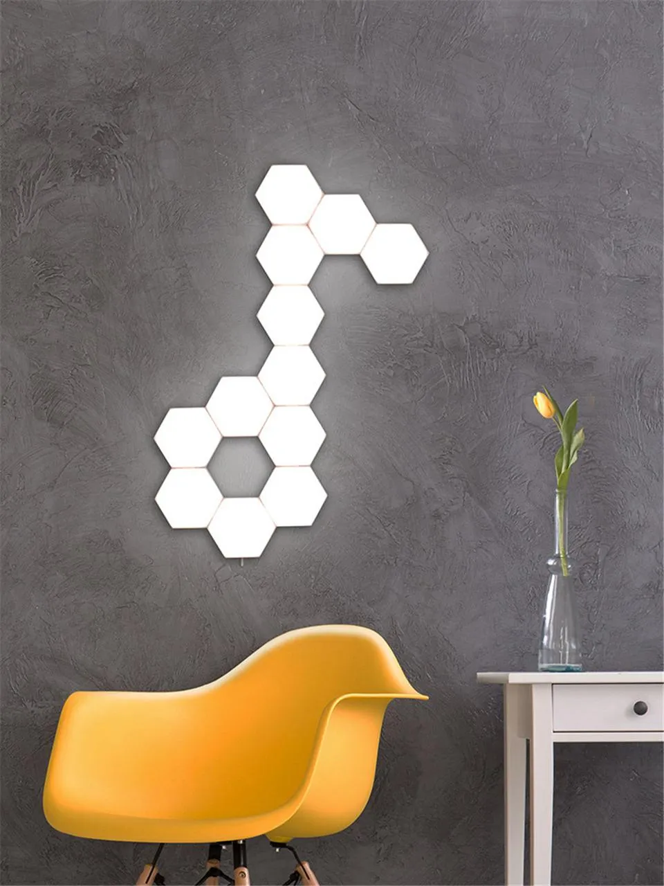 Hexagon LED Lights for Decorating The Wall During The Night and Joined Together By Magnets