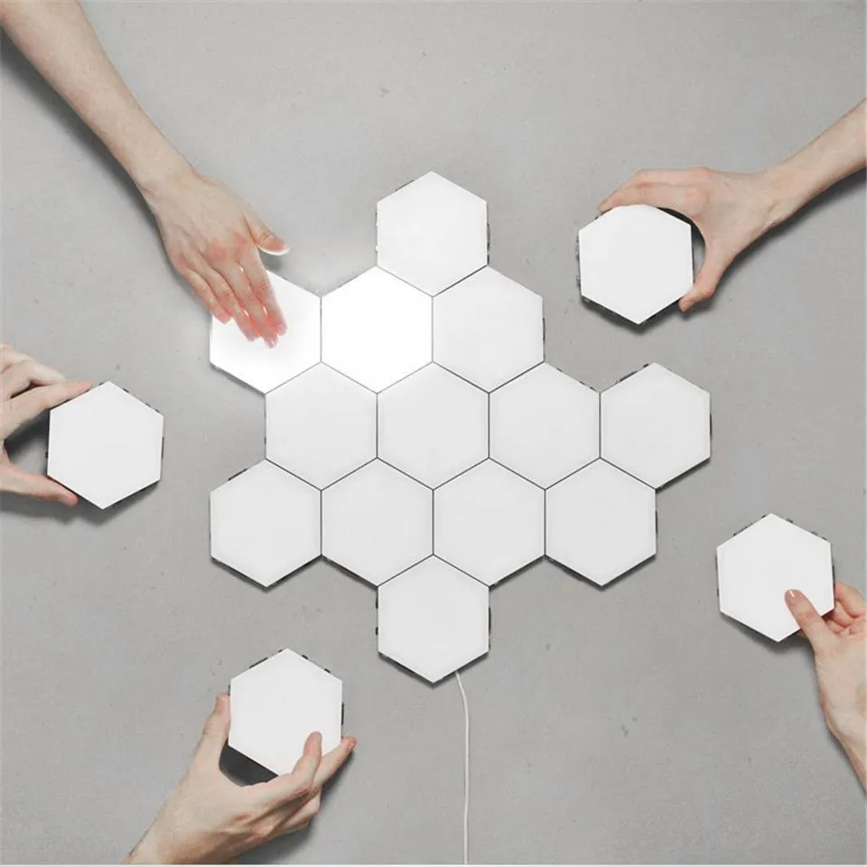 Hexagon LED Lights for Decorating The Wall During The Night and Joined Together By Magnets