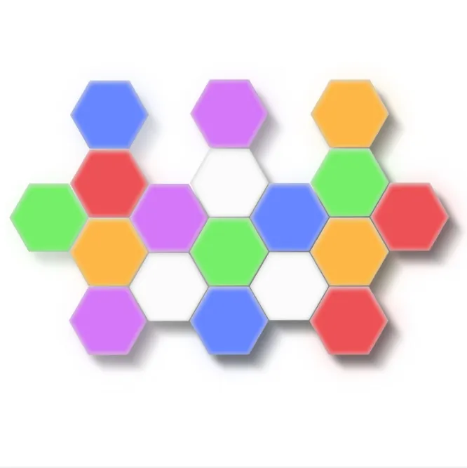 Hexagon LED Lights for Decorating The Wall During The Night and Joined Together By Magnets