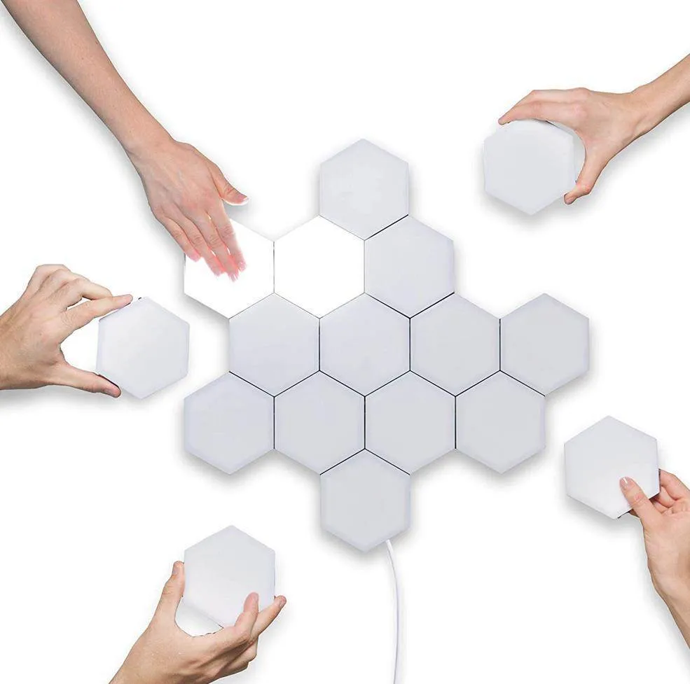 Hexagon LED Lights for Decorating The Wall During The Night and Joined Together By Magnets