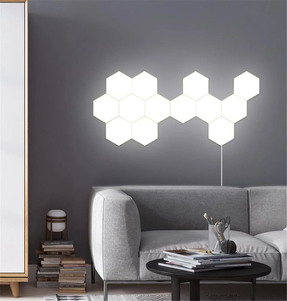 Hexagon LED Lights for Decorating The Wall During The Night and Joined Together By Magnets