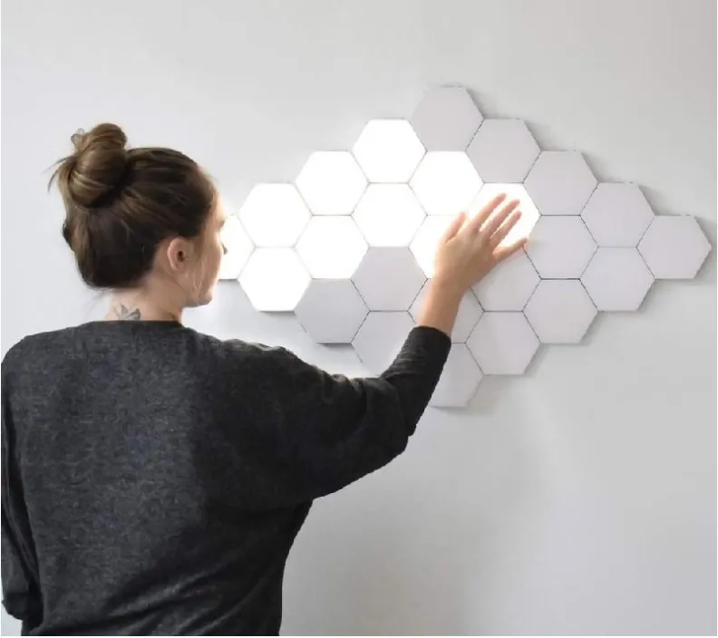 Hexagon LED Lights for Decorating The Wall During The Night and Joined Together By Magnets