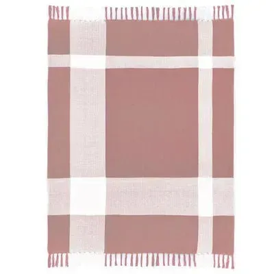 Highland 80287PSW Peachy Keen/White Throw Blanket