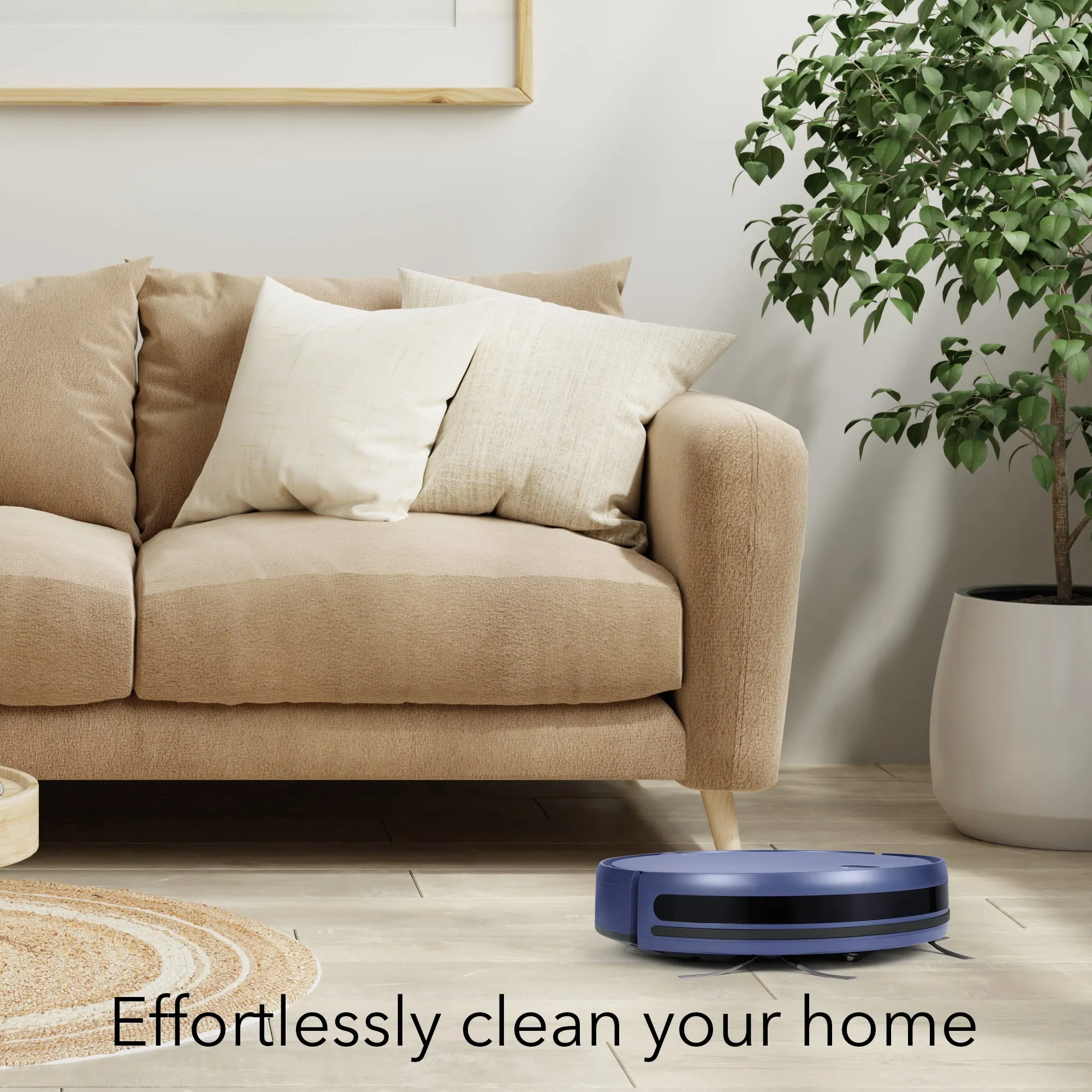 HOM Smart Robot Vacuum Cleaner & Mop - WiFi & App Control, Multiple Cleaning Modes, Self-Charging (Blue)