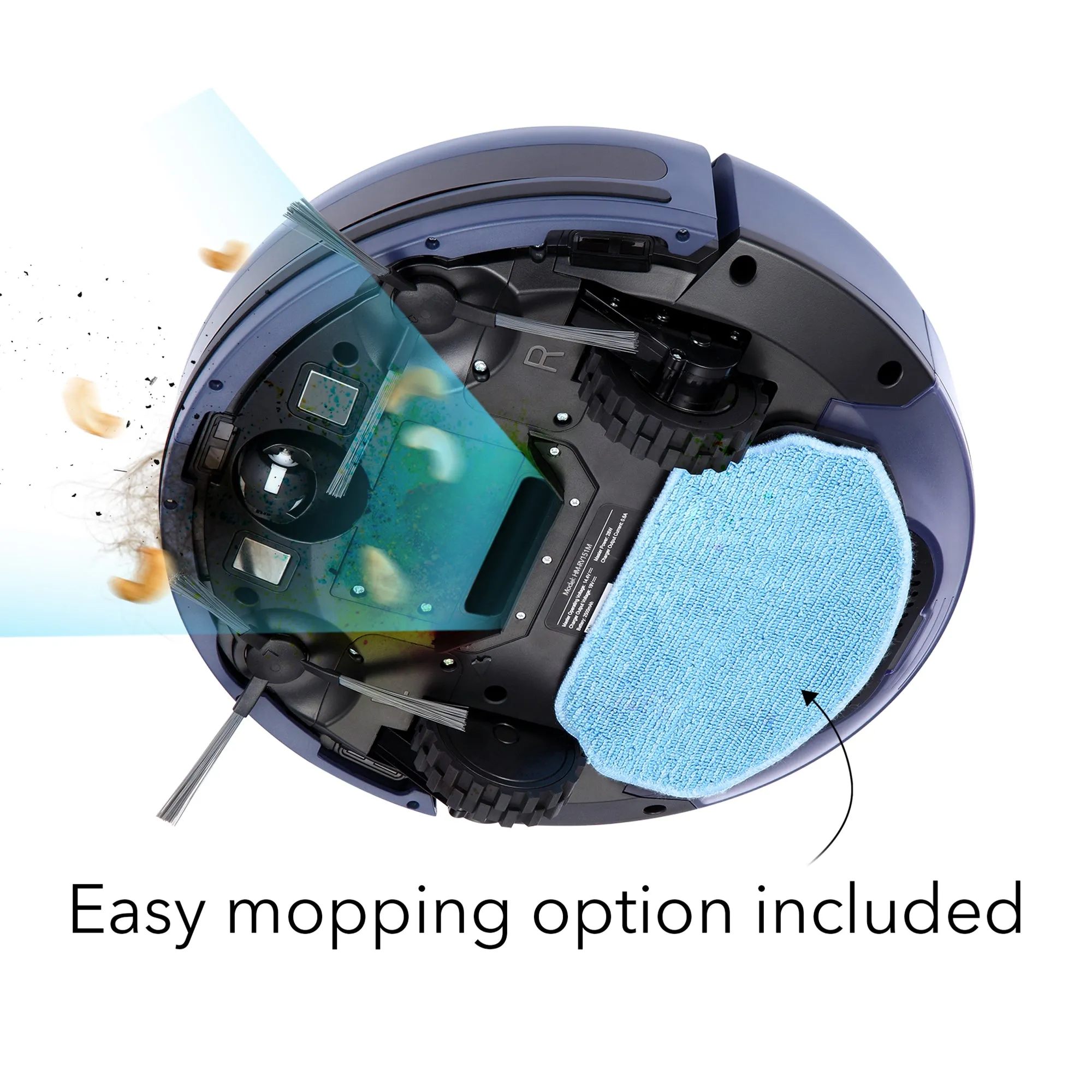 HOM Smart Robot Vacuum Cleaner & Mop - WiFi & App Control, Multiple Cleaning Modes, Self-Charging (Blue)