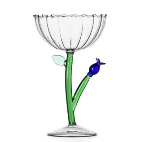 Ichendorf Botanica optical champagne bowl blue flower by Alessandra Baldereschi