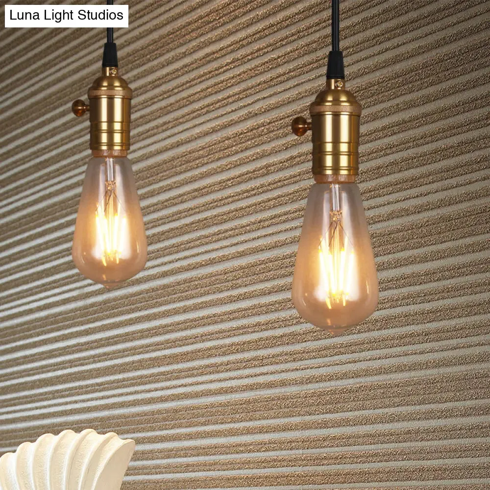 Industrial Vintage Bare Bulb Pendant Light with Brass Finish - Ideal for Restaurants