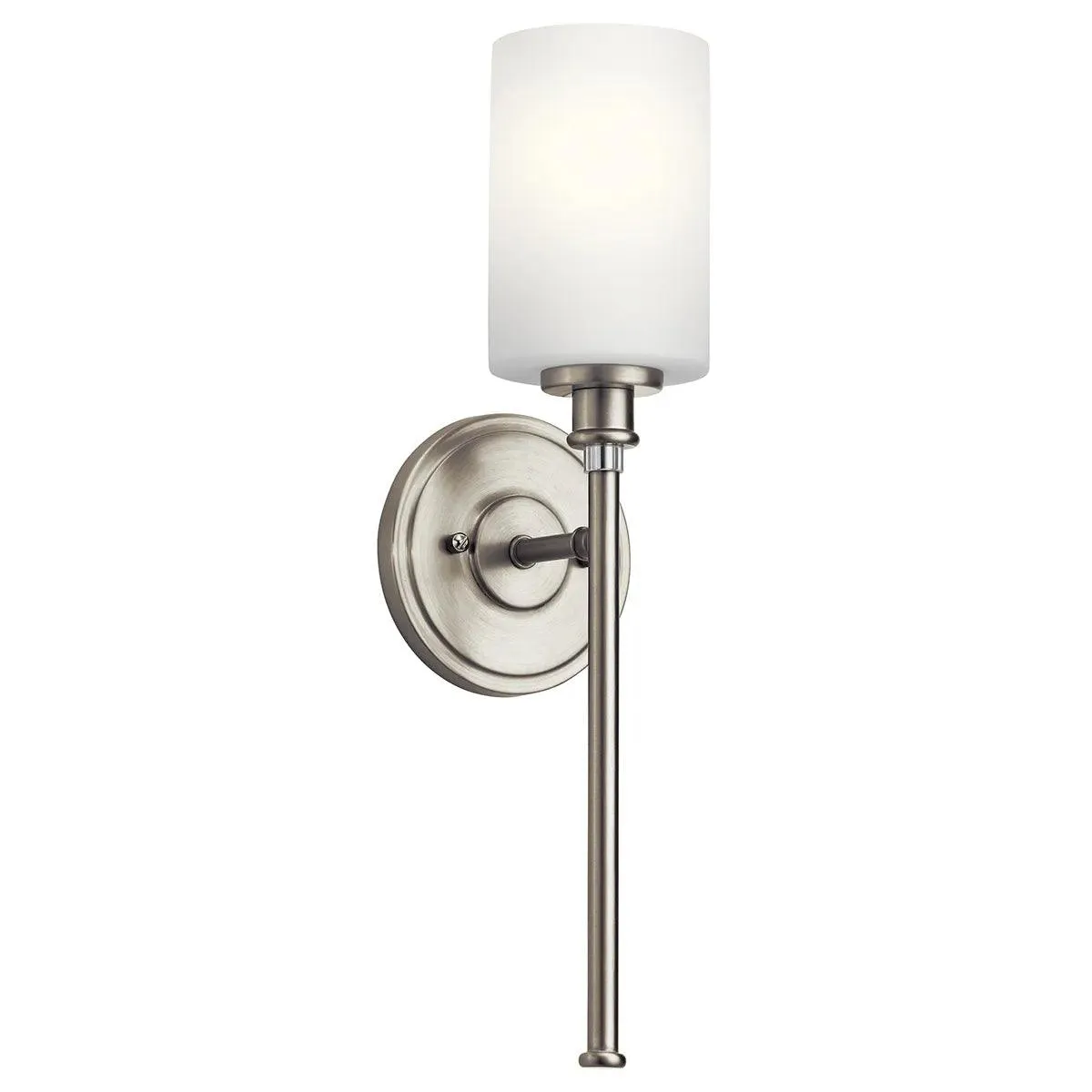 Joelson 18" 1-Light LED Wall Sconce With Clear Satin Etched Cased Opal Glass, Brushed Nickel Finish