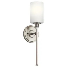 Joelson 18" 1-Light LED Wall Sconce With Clear Satin Etched Cased Opal Glass, Brushed Nickel Finish