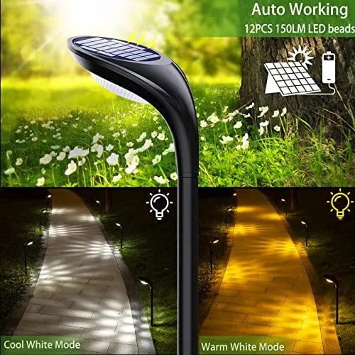 JSOT 150 Lumen Bright Solar Outdoor Lights,4 Pack Solar Pathway Lights Waterproof Landscape Lighting Path Light for Garden Decor Walkway Yard Driveway Holiday Decorative Lamp