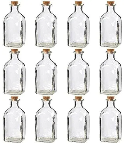 Juvale Clear Glass Bottles with Cork Lids (12 Pack)