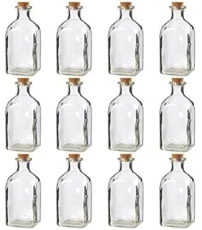 Juvale Clear Glass Bottles with Cork Lids (12 Pack)