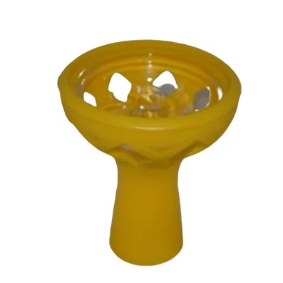 K Tobacco Cup (Silicone   Glass) Yellow - راس ارجيلة سيليكون   زجاج