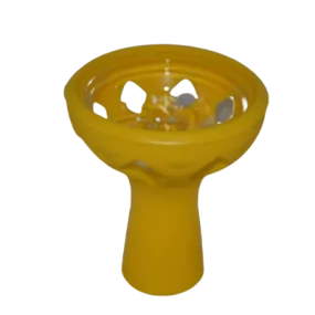 K Tobacco Cup (Silicone   Glass) Yellow - راس ارجيلة سيليكون   زجاج