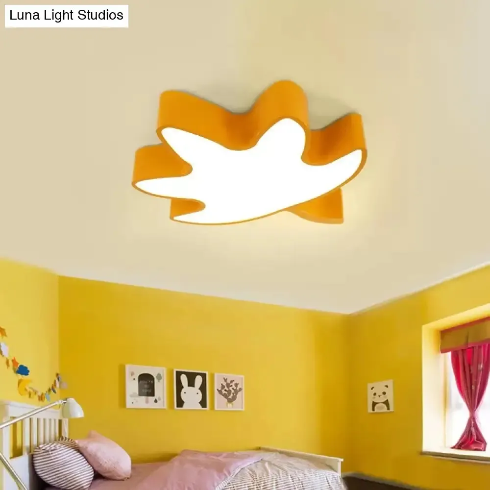 Kids' Maple Leaf Acrylic LED Ceiling Mount Light - Candy Colors for Shops