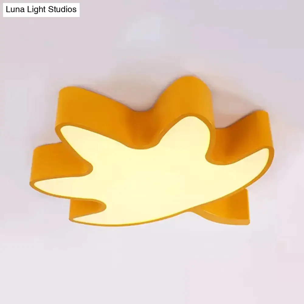 Kids' Maple Leaf Acrylic LED Ceiling Mount Light - Candy Colors for Shops