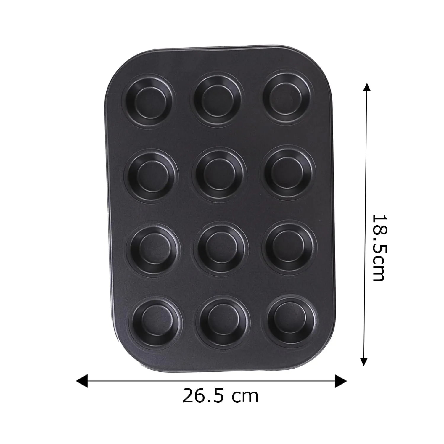 Kuber Industries 12 Slots Non-Stick Cup Cake Tray|Cup Cake Mould for Baking|Idol for Muffin, Small Cake-Pack of 3 (Black)